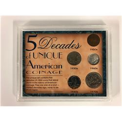 5 DECADES OF UNIQUE AMERICAN COINAGE (UNITED STATES MINTED COIN SET)