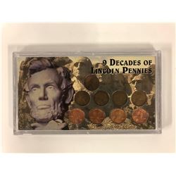 9 DECADES OF LINCOLN PENNIES (UNITED STATES MINTED COIN SET)