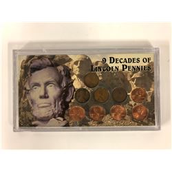 9 DECADES OF LINCOLN PENNIES (UNITED STATES MINTED COIN SET)