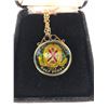 Image 2 : 1842 BANK TOKEN HALF PENNY ENAMELED GOLD PLATED BEZEL & NECKLACE W/ COA