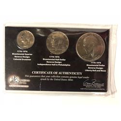 1776-1996 BICENTENNIAL USA COIN SET (QUARTER/ HALF DOLLAR/ DOLLAR)