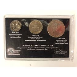 1776-1996 BICENTENNIAL USA COIN SET (QUARTER/ HALF DOLLAR/ DOLLAR)
