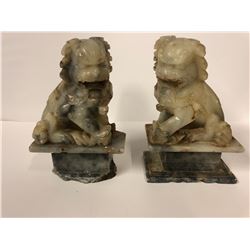 JADE LION SCULPTURES LOT (6")