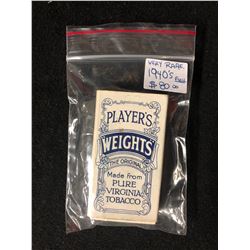1940'S PLAYER'S WEIGHTS THE ORIGINAL CIGARETTES W/ TWO CIGARETTE CARDS **RARE**