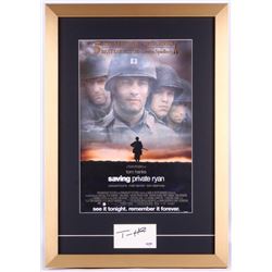 TOM HANKS SIGNED INDEX CARD (FRAMED SAVING PRIVATE RYAN MOVIE POSTER) BECKETT COA