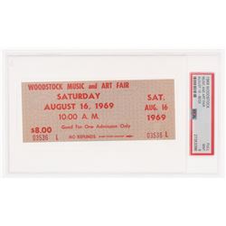 1969 WOODSTOCK MUSIC AND ART FAIR CONCERT TICKET (FULL MINT 9) AUGUST 16 - BIEGE