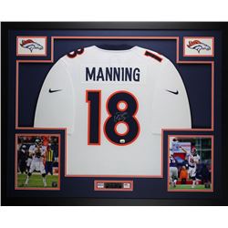 Peyton Manning Signed Broncos 35x43 Custom Framed Jersey Display (FANATICS COA)