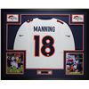 Image 1 : Peyton Manning Signed Broncos 35x43 Custom Framed Jersey Display (FANATICS COA)