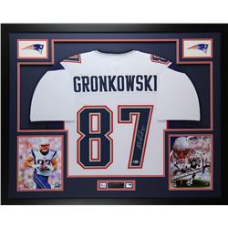 Rob Gronkowski Signed Patriots 35" x 43" Custom Framed Jersey (Beckett COA)