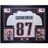 Image 1 : Rob Gronkowski Signed Patriots 35" x 43" Custom Framed Jersey (Beckett COA)