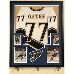 Adam Oates Signed Capitals 34x42 Custom Framed Jersey Display Inscribed "HOF 12" (JSA COA)