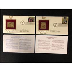 24KT GOLD REPLICA STAMP FIRST DAY COVERS WITH INSERTS LOT