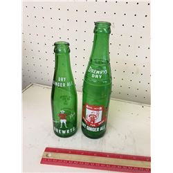 LOT OF 2 DREWERY'S MOUNTIE GINGER ALE SODA POP BOTTLES