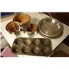 Image 2 : ANtIQUE BAKE WARE - THREE TIER CAKE PAN, 2 HEAVY PIE PLATES AND FANCY MUFFIN TIN