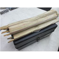 8 Wooden Ice Fishing Jiggin Sticks with line and hooks & small Tackle box