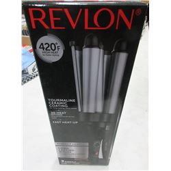 New Revlon tourmaline ceramic Jumbo Waver 3 barrel 30 heat settings