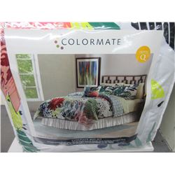 New QUEEN 8 piece Comforter Complete Bed Set / Tropical Hummingbird