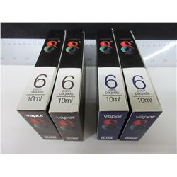 4 packs of Vapor 8 nicotine free Vape fluid / 6 - 10ml per pack
