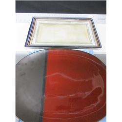 Stoneware Platters / 3 large oval and 1 rectangle / NO shipping on this item