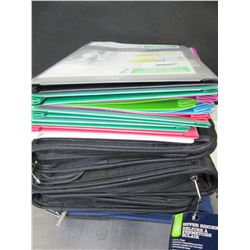 Large lot of 4 Zippered Binders and 10 -Portfolio 3 prong Folders