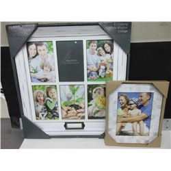 2 Picture frames / 15 x 16 inch 6-opening white window collage & 1 - 5 x 7