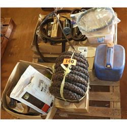 Contents of Pallet: Misc. Parts, Tires, Belts