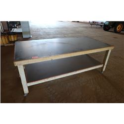 Large Wooden Work Table w/ Wheels