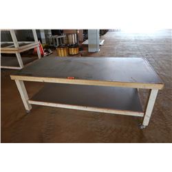 Large Wooden Work Table w/ Wheels