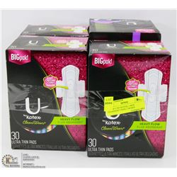 LOT OF U BY KOTEX, 1 BOX OVERNIGHT PADS, 3 BOXES