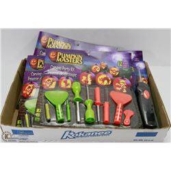 FLAT OF VARIOUS PUMPKIN CARVING KITS W/ POWER SAW