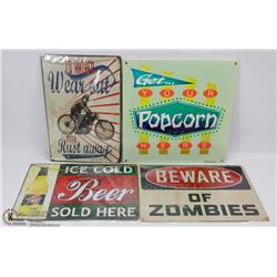 LOT OF 4 NEW METAL MANCAVE SIGNS.
