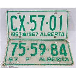 LOT OF 2 – 1967 AUTO PLATES.
