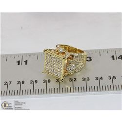 BIG  VINTAGE STYLE FASHION GOLD TONE CRYSTAL RING