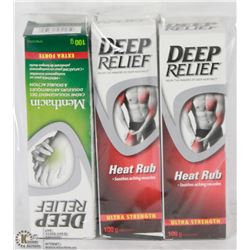 LOT OF DEEP RELIEF PAIN RELIEF PRODUCTS