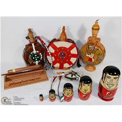 SET OF 4 VINTAGE WOODEN CANTEEN'S