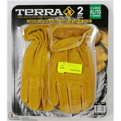 2 PAIRS OF TERRA X LARGE COWHIDE LEATHER GLOVES