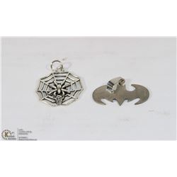 LOT OF SPIDERMAN AND BATMAN SYMBOL PENDANTS