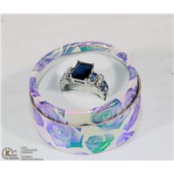 WOMAN SS VOGUE DESIGN NAVY BLUE STONES RING