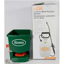 SCOTTS FERTILIZER SPREADER WITH HDX 1 GALLON