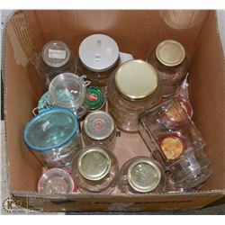 BOX OF ASSORTED OF JARS