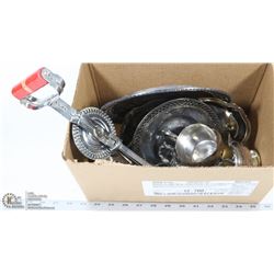 BOX OF ASSORTED SILVER PLATED ITEMS
