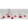 Image 1 : LOT OF 7 CRANBERRY GLASSES WITH 2 BISCUIT TRAYS