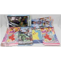 LOT OF 15 ASSORTED NEW TABLECLOTHS, MOSTLY