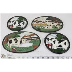 SET OF 4 CAST IRON TRIVETS, VARIOUS ANIMAL DESIGNS