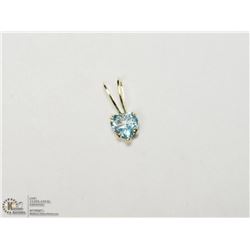 8) 14KT GOLD AQUAMARINE HEART SHAPED PENDANT