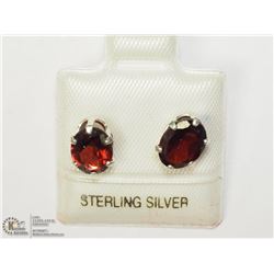 9) SILVER GENUINE GARNET EARRINGS