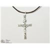 Image 1 : 12) SILVER CROSS PENDANT WITH FASHION CORD