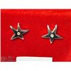 Image 1 : 16) SILVER STAR SHAPED STUD EARRINGS W/ GEMSTONE