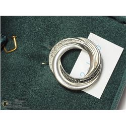 32) SILVER MARCASITE AND CUBIC ZIRCONIA PENDANT