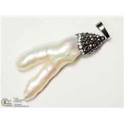 45) GENUINE FRESH WATER PEARL & MARCASITE PENDANT